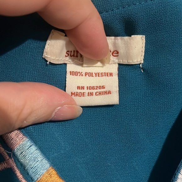 Sundance Teal Embroidered Minos Midi Dress Size 8 - Picture 4 of 7